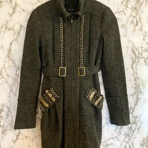Nannette Lepore long coat with antique gold detail